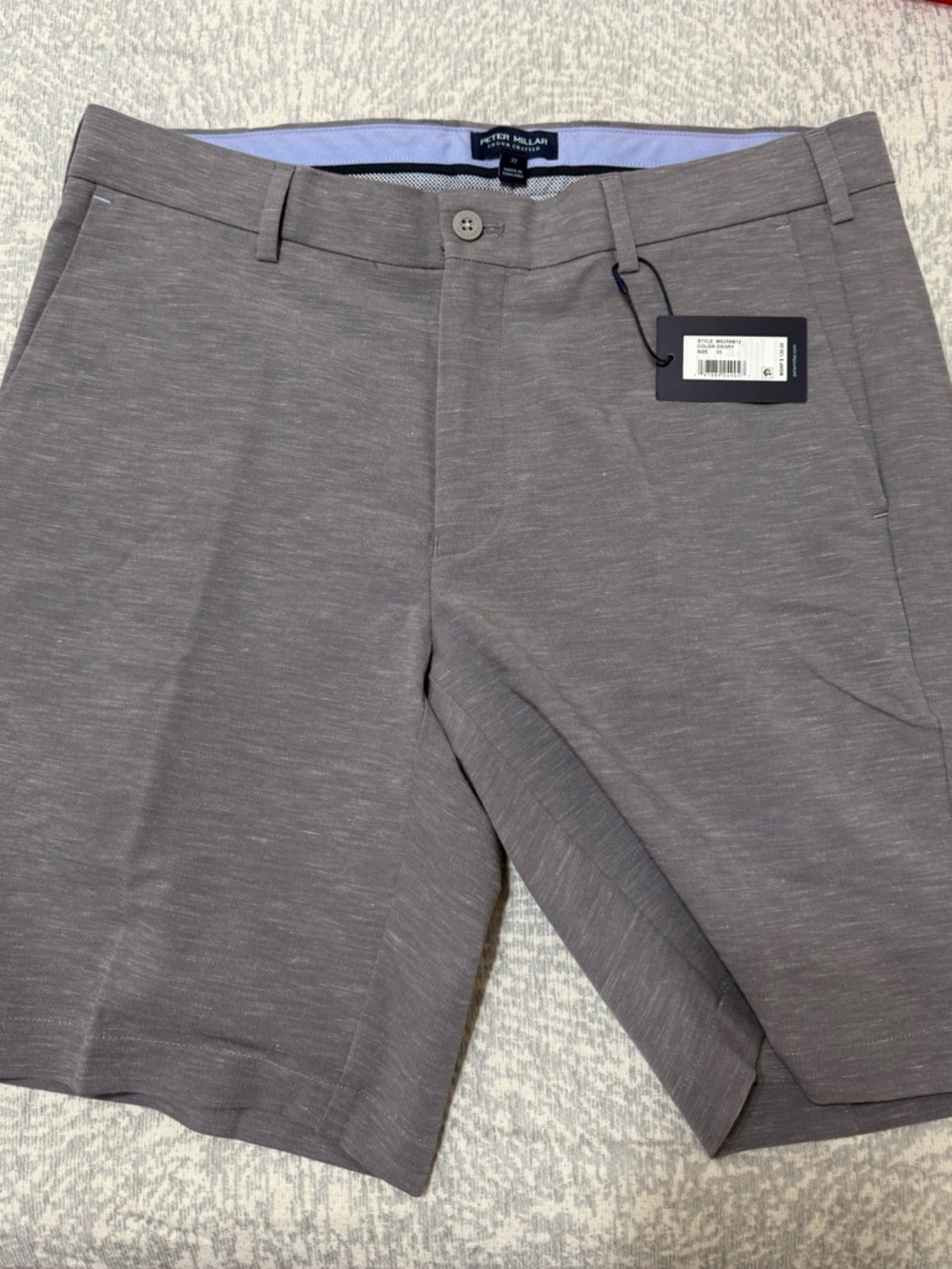 Peter Millar Men's Heather Gray Performance Flat-Front Shorts